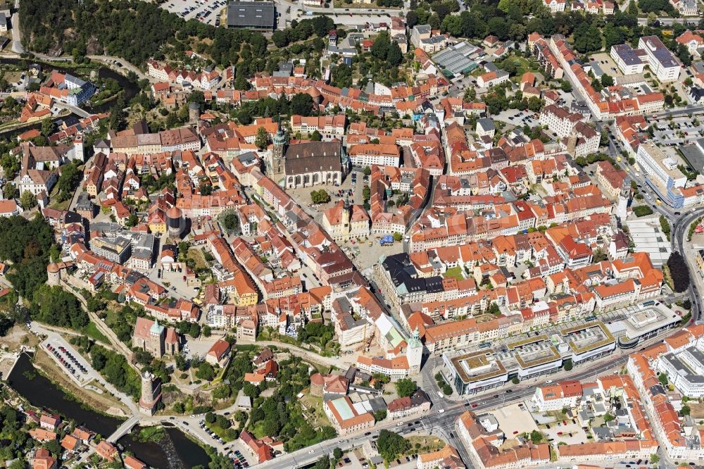 Luftbild Bautzen - Altstadt am Ufer des Flußverlaufes der Hauptspree in Bautzen im Bundesland Sachsen, Deutschland