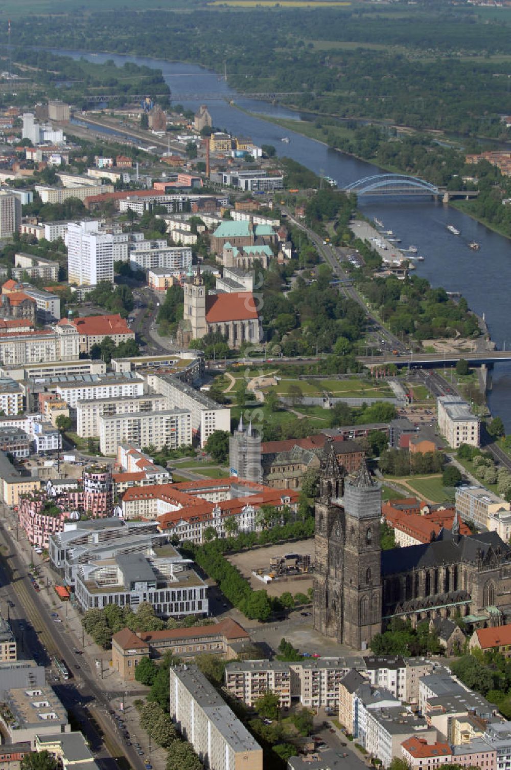 Luftbild Magdeburg - Altstadt westlich der Elbe in Magdeburg