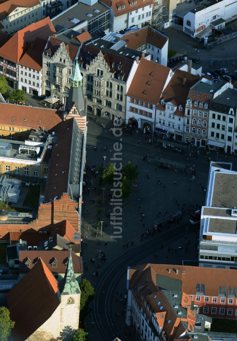 Luftbild Erfurt - Altstadtbereich am Anger und Innenstadtzentrum in Erfurt im Bundesland Thüringen