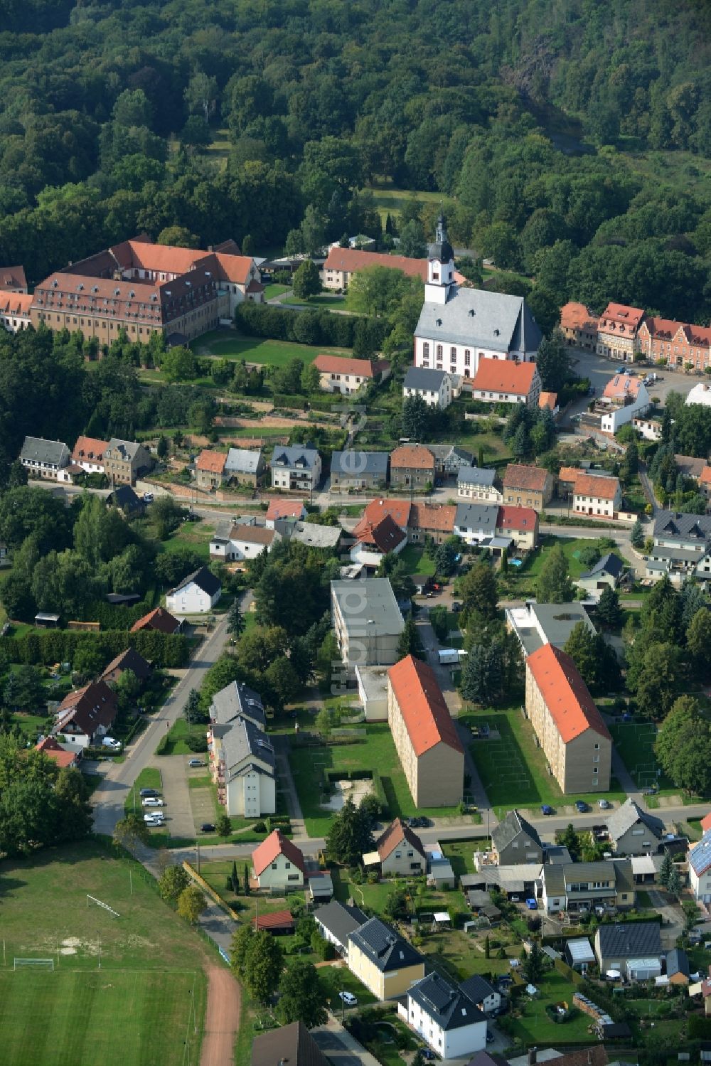 Luftbild Wechselburg - Altstadtbereich der Gemeinde Wechselburg im Bundesland Sachsen