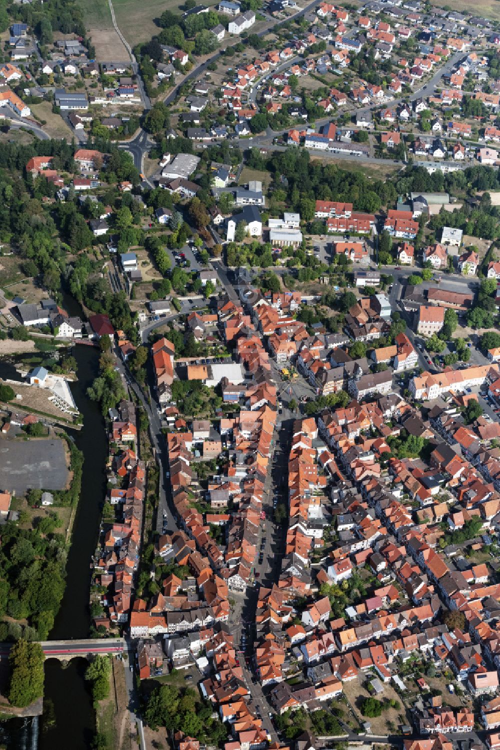 Bad Sooden-Allendorf von oben - Altstadtbereich und Innenstadt in Bad Sooden-Allendorf im Bundesland Hessen, Deutschland