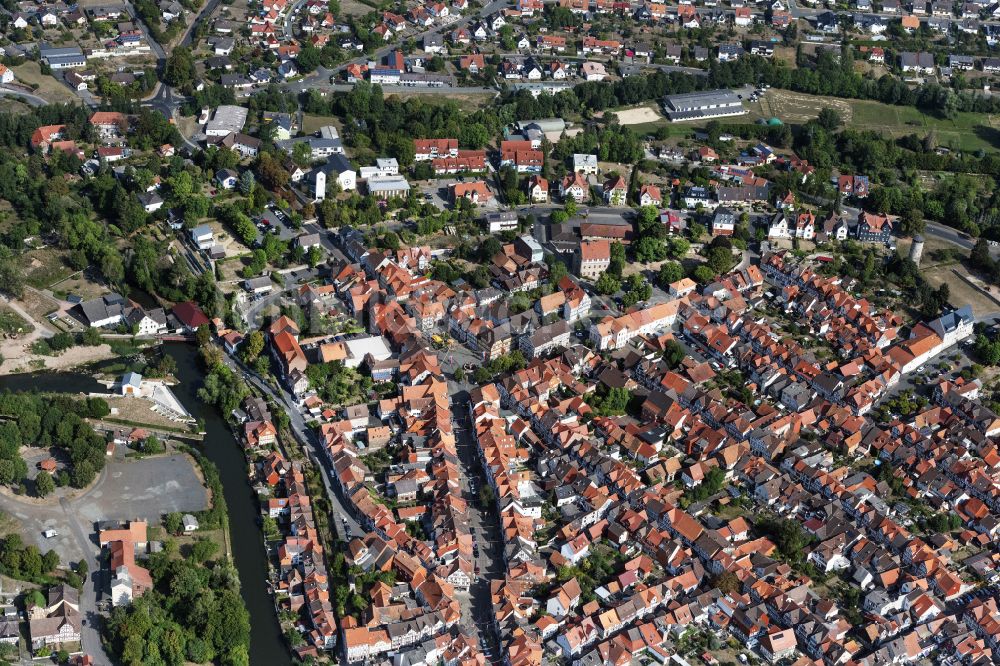 Bad Sooden-Allendorf aus der Vogelperspektive: Altstadtbereich und Innenstadt in Bad Sooden-Allendorf im Bundesland Hessen, Deutschland