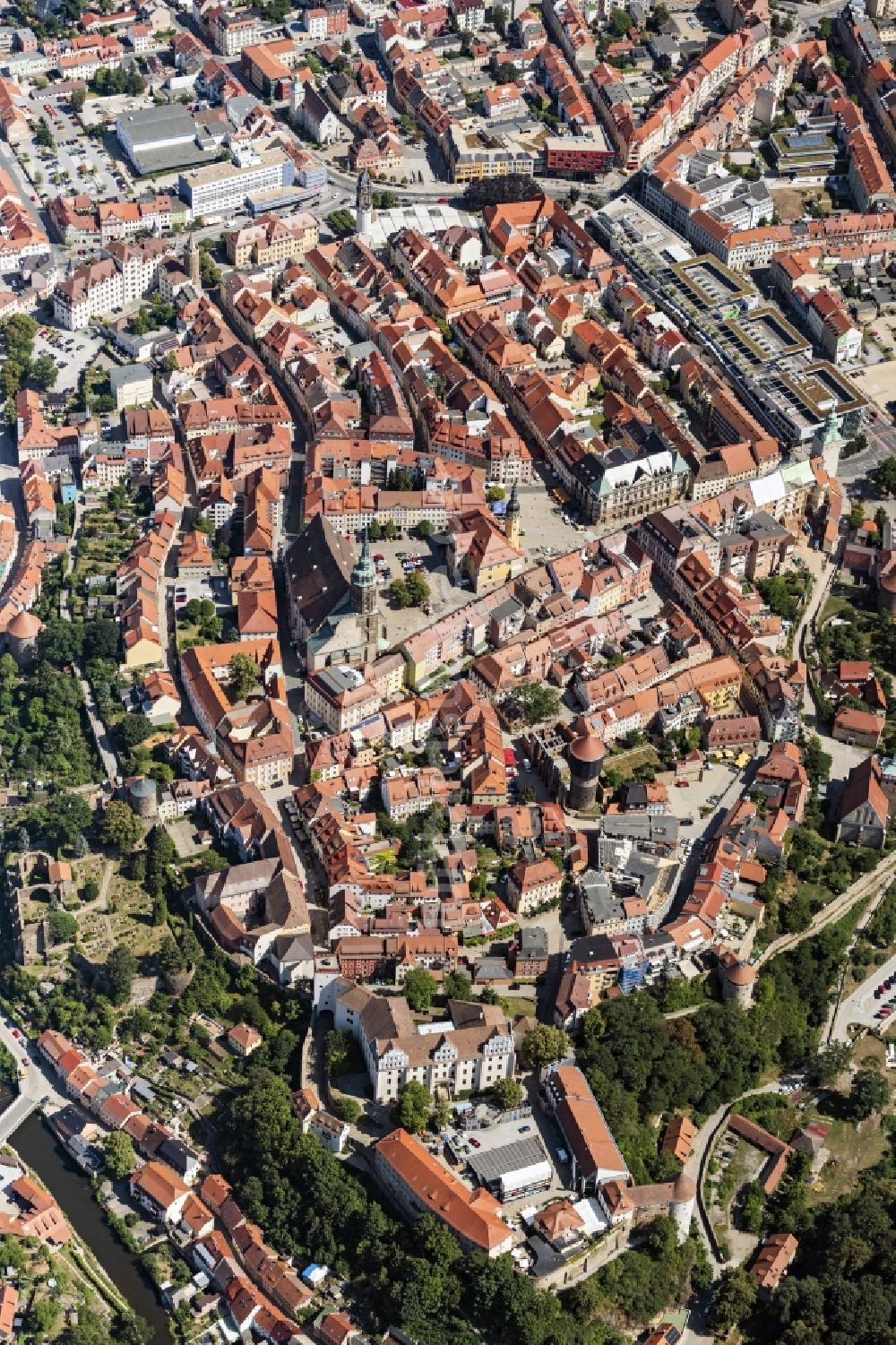 Bautzen von oben - Altstadtbereich und Innenstadtzentrum in Bautzen im Bundesland Sachsen, Deutschland