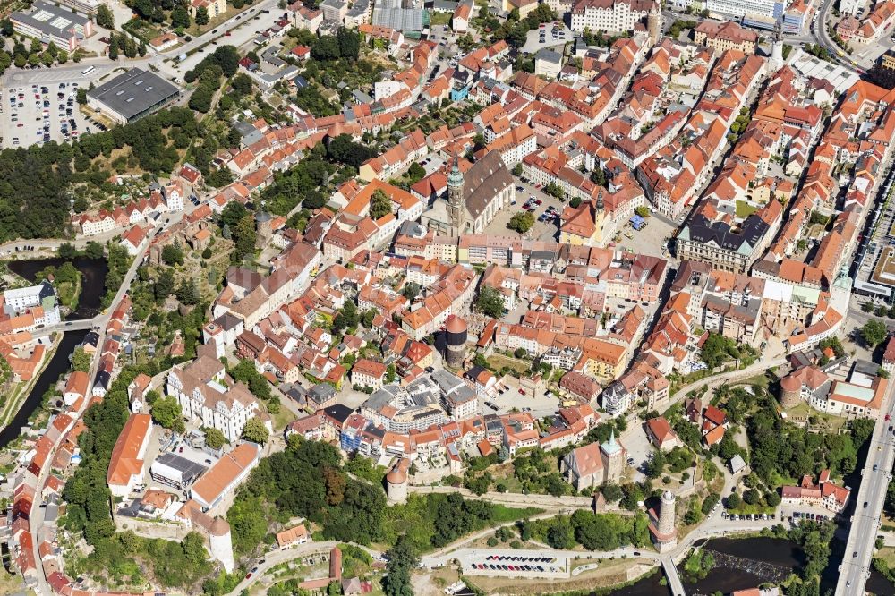 Bautzen von oben - Altstadtbereich und Innenstadtzentrum in Bautzen im Bundesland Sachsen, Deutschland