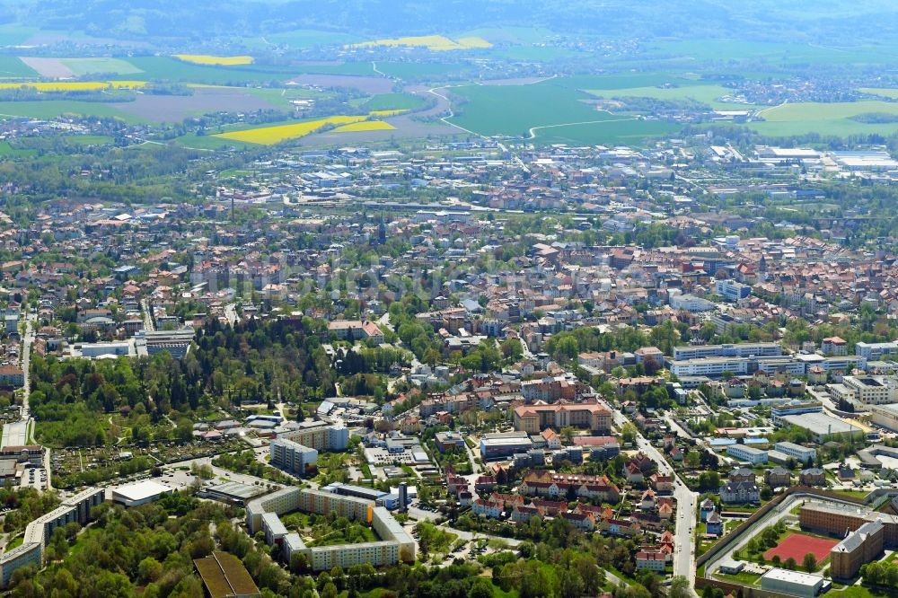 Bautzen von oben - Altstadtbereich und Innenstadtzentrum in Bautzen im Bundesland Sachsen, Deutschland