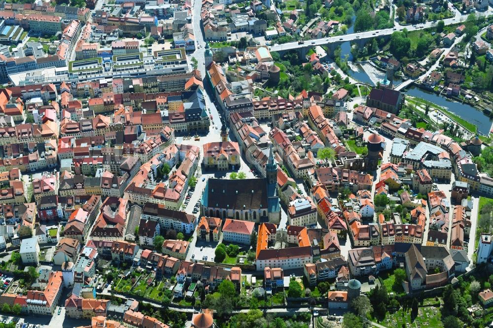 Bautzen von oben - Altstadtbereich und Innenstadtzentrum in Bautzen im Bundesland Sachsen, Deutschland