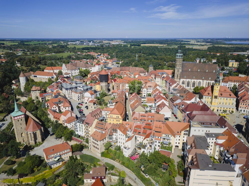 Bautzen von oben - Altstadtbereich und Innenstadtzentrum in Bautzen im Bundesland Sachsen, Deutschland