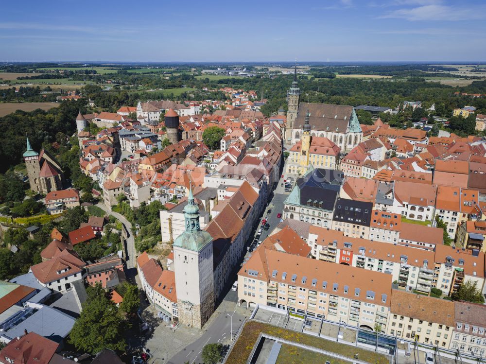 Bautzen aus der Vogelperspektive: Altstadtbereich und Innenstadtzentrum in Bautzen im Bundesland Sachsen, Deutschland