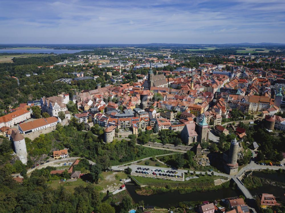 Bautzen von oben - Altstadtbereich und Innenstadtzentrum in Bautzen im Bundesland Sachsen, Deutschland