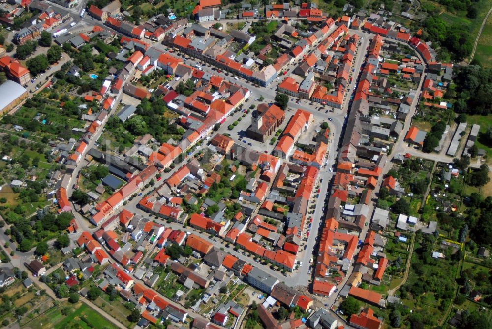 Beelitz von oben - Altstadtbereich und Innenstadtzentrum in Beelitz im Bundesland Brandenburg, Deutschland