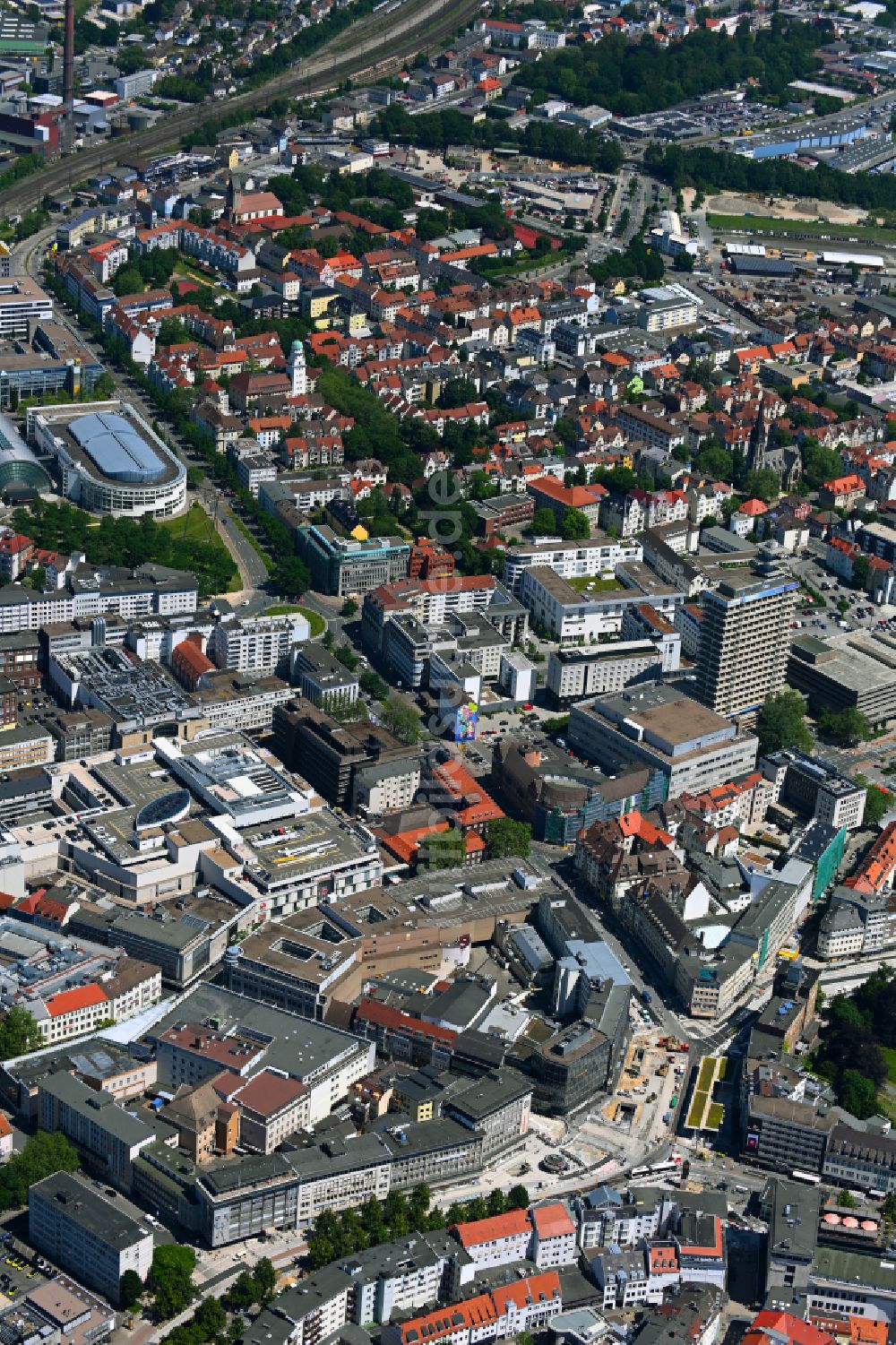 Luftbild Bielefeld - Altstadtbereich und Innenstadtzentrum in Bielefeld im Bundesland Nordrhein-Westfalen, Deutschland