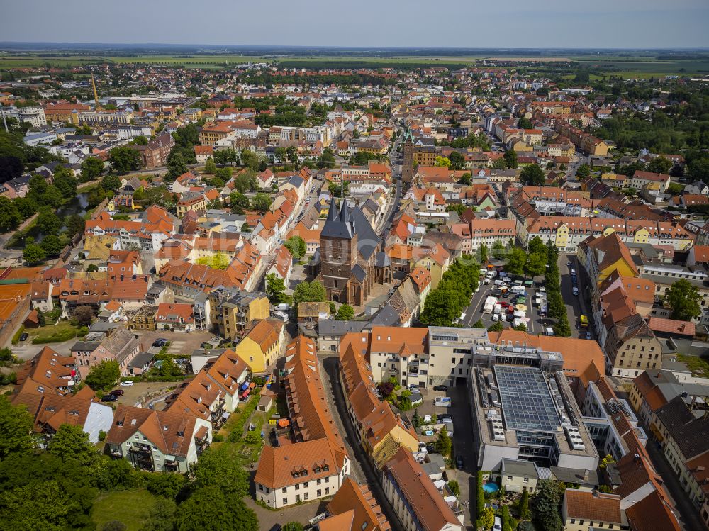 Luftaufnahme Delitzsch - Altstadtbereich und Innenstadtzentrum in Delitzsch im Bundesland Sachsen, Deutschland