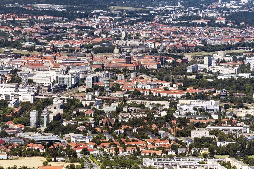 Luftaufnahme Dresden - Altstadtbereich und Innenstadtzentrum in Dresden im Bundesland Sachsen, Deutschland