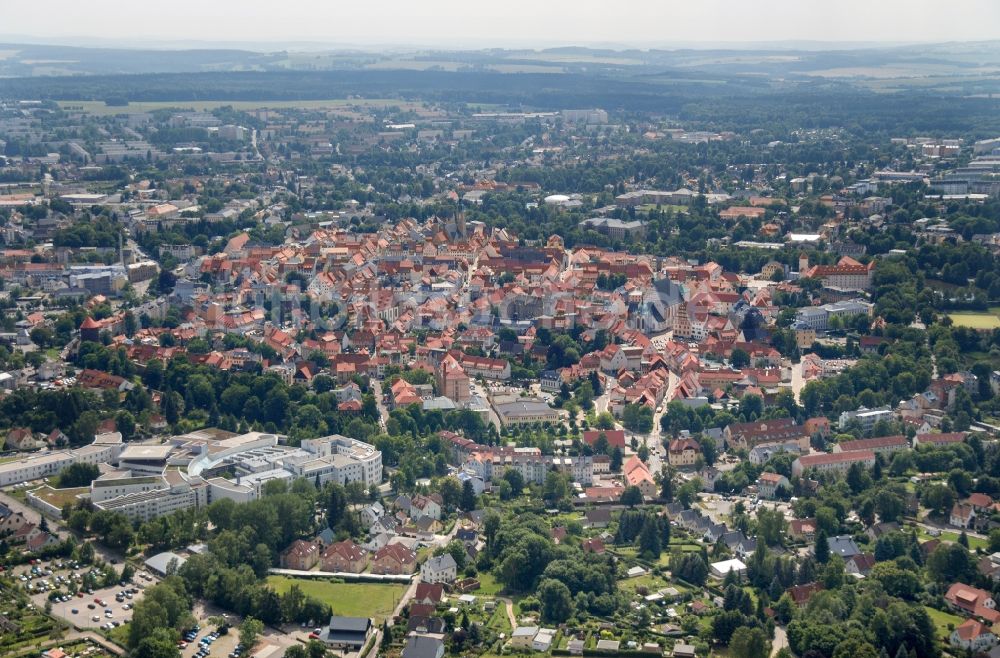 Freiberg aus der Vogelperspektive: Altstadtbereich und Innenstadtzentrum in Freiberg im Bundesland Sachsen, Deutschland