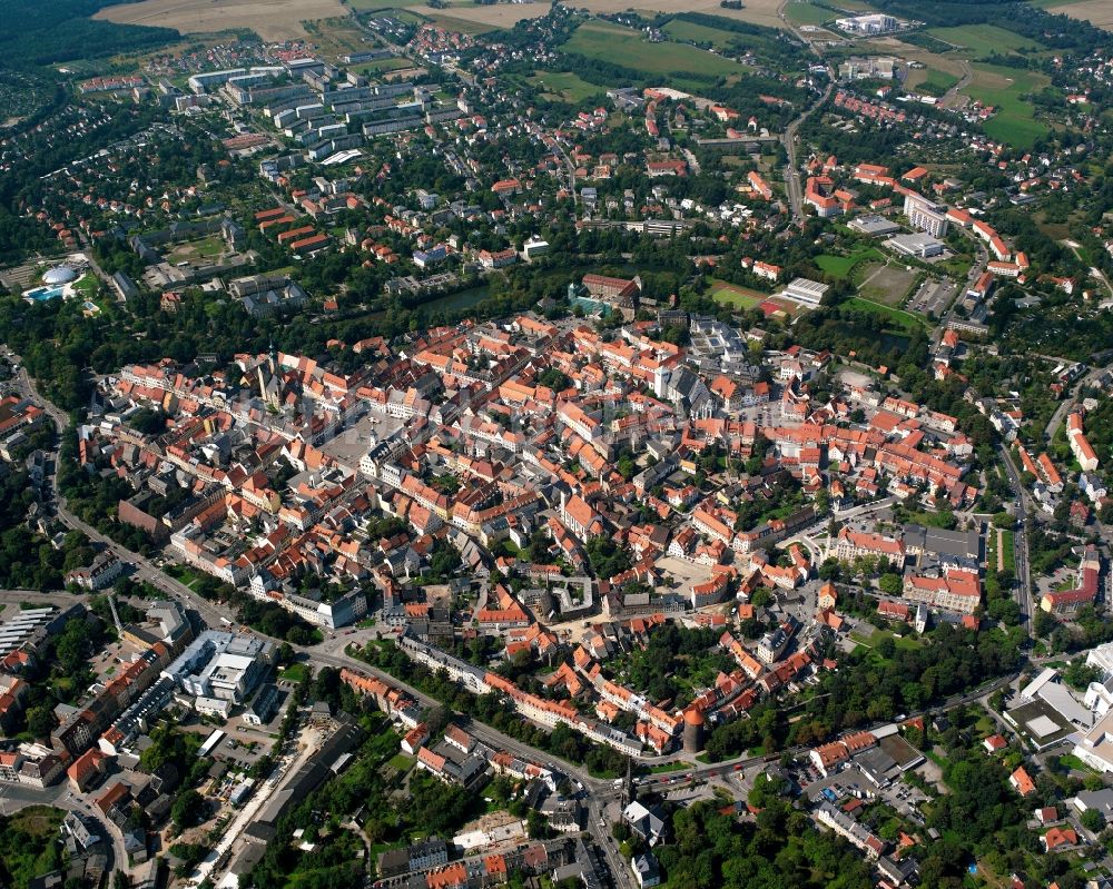 Freiberg aus der Vogelperspektive: Altstadtbereich und Innenstadtzentrum in Freiberg im Bundesland Sachsen, Deutschland