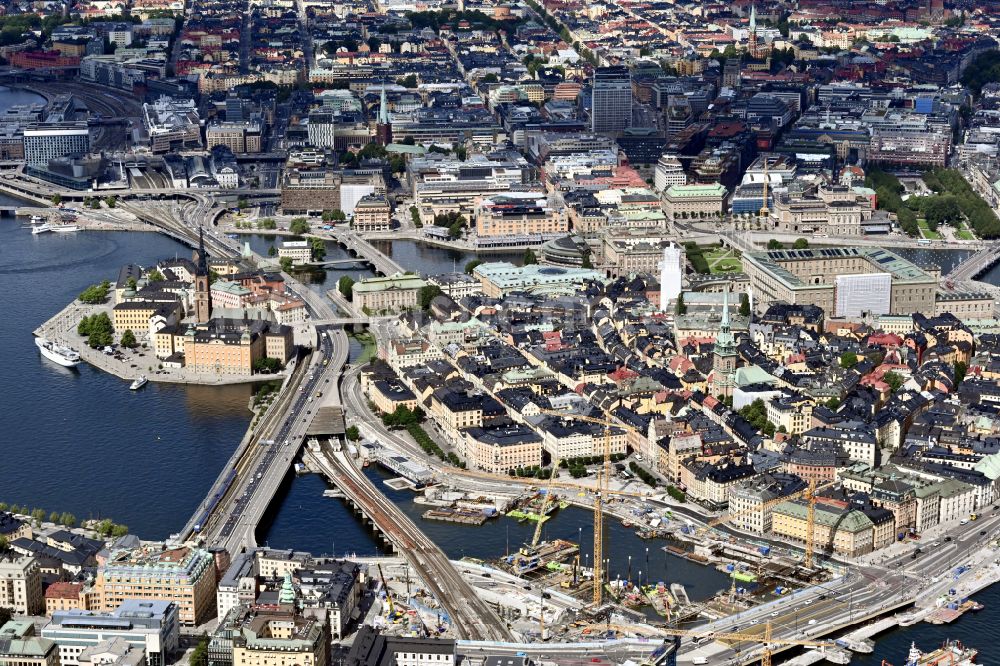 Stockholm von oben - Altstadtbereich und Innenstadtzentrum Gamla Stan auf der Insel Stadsholmen in Stockholm in Stockholms län, Schweden