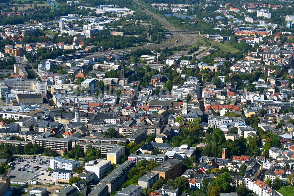 Gera aus der Vogelperspektive: Altstadtbereich und Innenstadtzentrum in Gera im Bundesland Thüringen, Deutschland