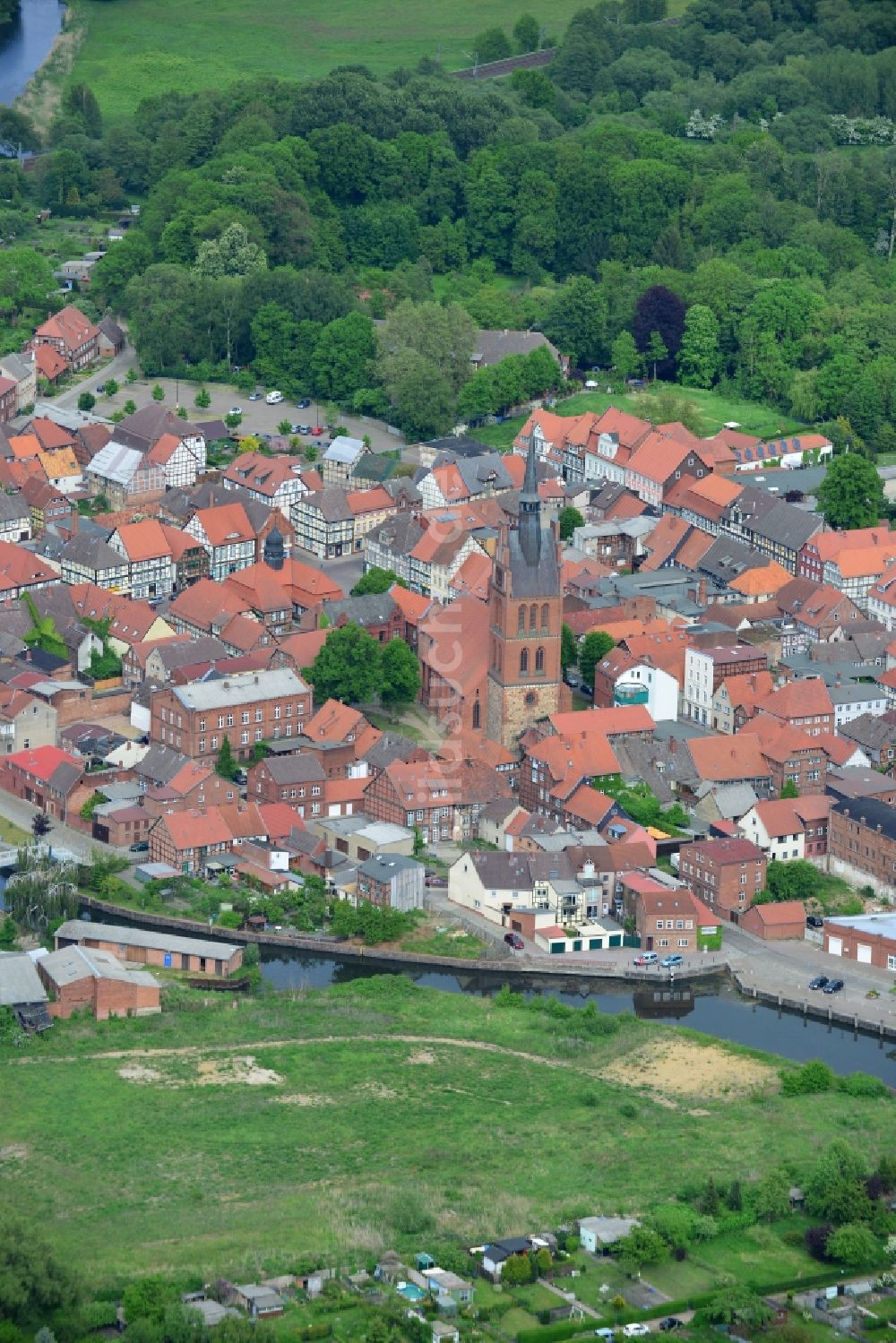 Grabow aus der Vogelperspektive: Altstadtbereich und Innenstadtzentrum in Grabow im Bundesland Mecklenburg-Vorpommern