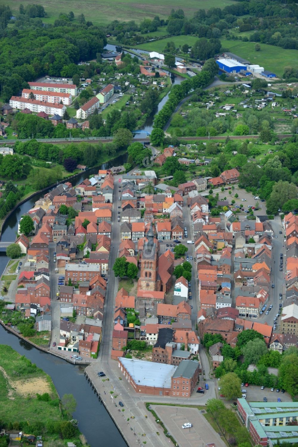 Luftaufnahme Grabow - Altstadtbereich und Innenstadtzentrum in Grabow im Bundesland Mecklenburg-Vorpommern