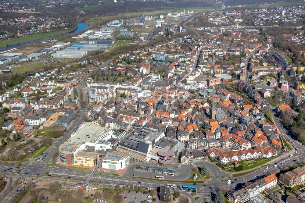 Hattingen aus der Vogelperspektive: Altstadtbereich und Innenstadtzentrum in Hattingen im Bundesland Nordrhein-Westfalen, Deutschland