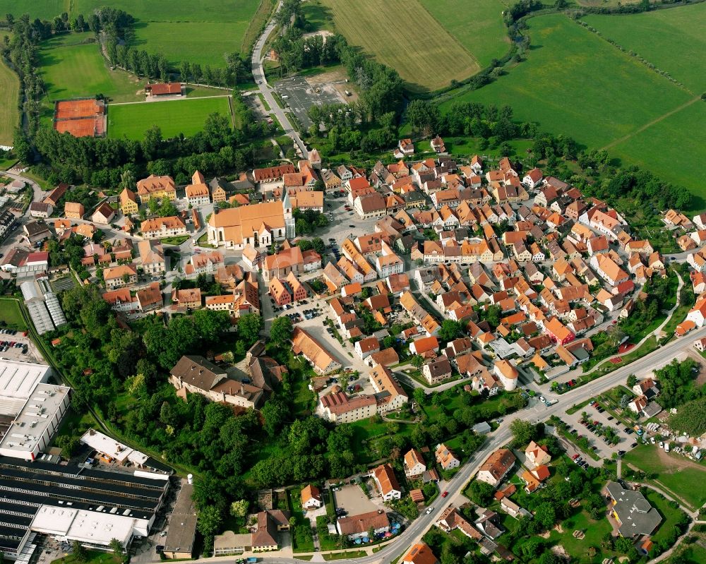 Herrieden aus der Vogelperspektive: Altstadtbereich und Innenstadtzentrum in Herrieden im Bundesland Bayern, Deutschland