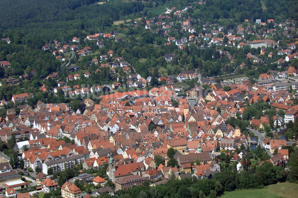 Hersbruck von oben - Altstadtbereich und Innenstadtzentrum in Hersbruck im Bundesland Bayern, Deutschland