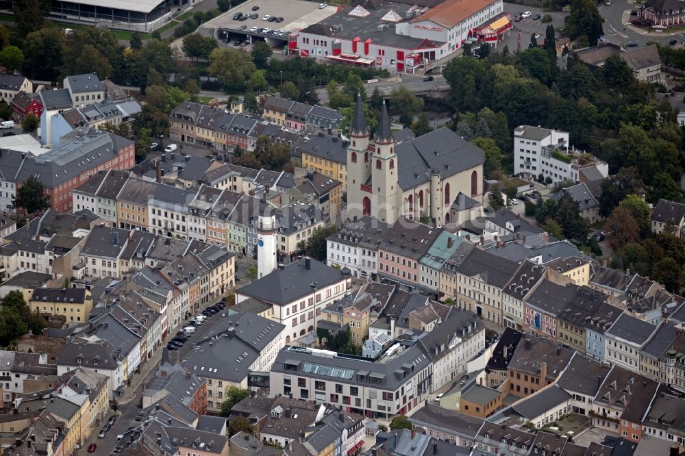 Hof aus der Vogelperspektive: Altstadtbereich und Innenstadtzentrum in Hof im Bundesland Bayern, Deutschland