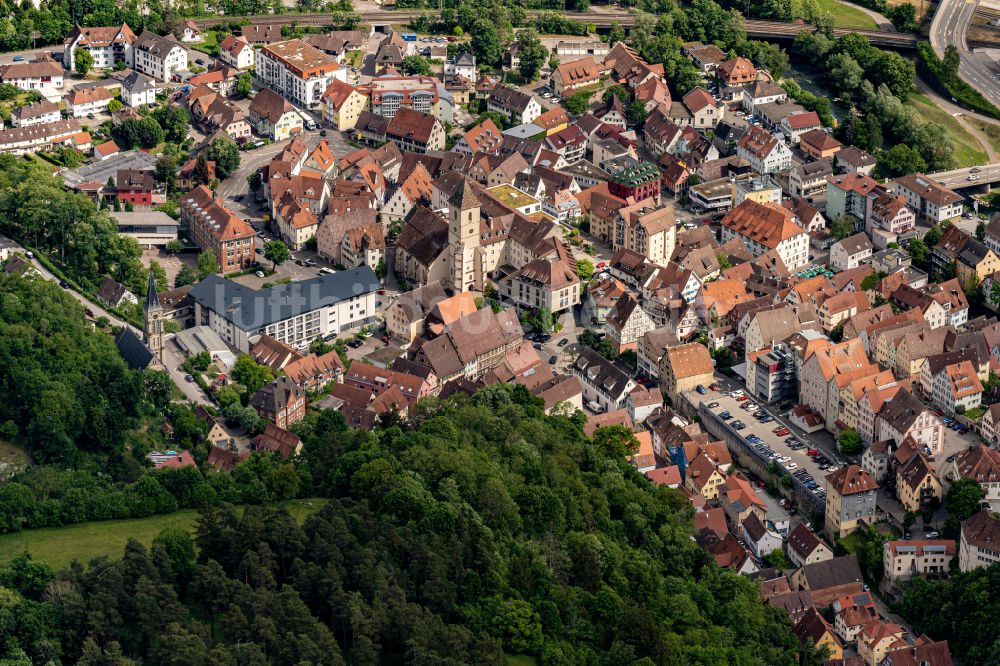 Horb am Neckar aus der Vogelperspektive: Altstadtbereich und Innenstadtzentrum in Horb am Neckar im Bundesland Baden-Württemberg, Deutschland