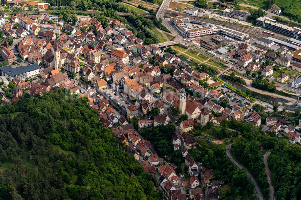 Horb am Neckar aus der Vogelperspektive: Altstadtbereich und Innenstadtzentrum in Horb am Neckar im Bundesland Baden-Württemberg, Deutschland