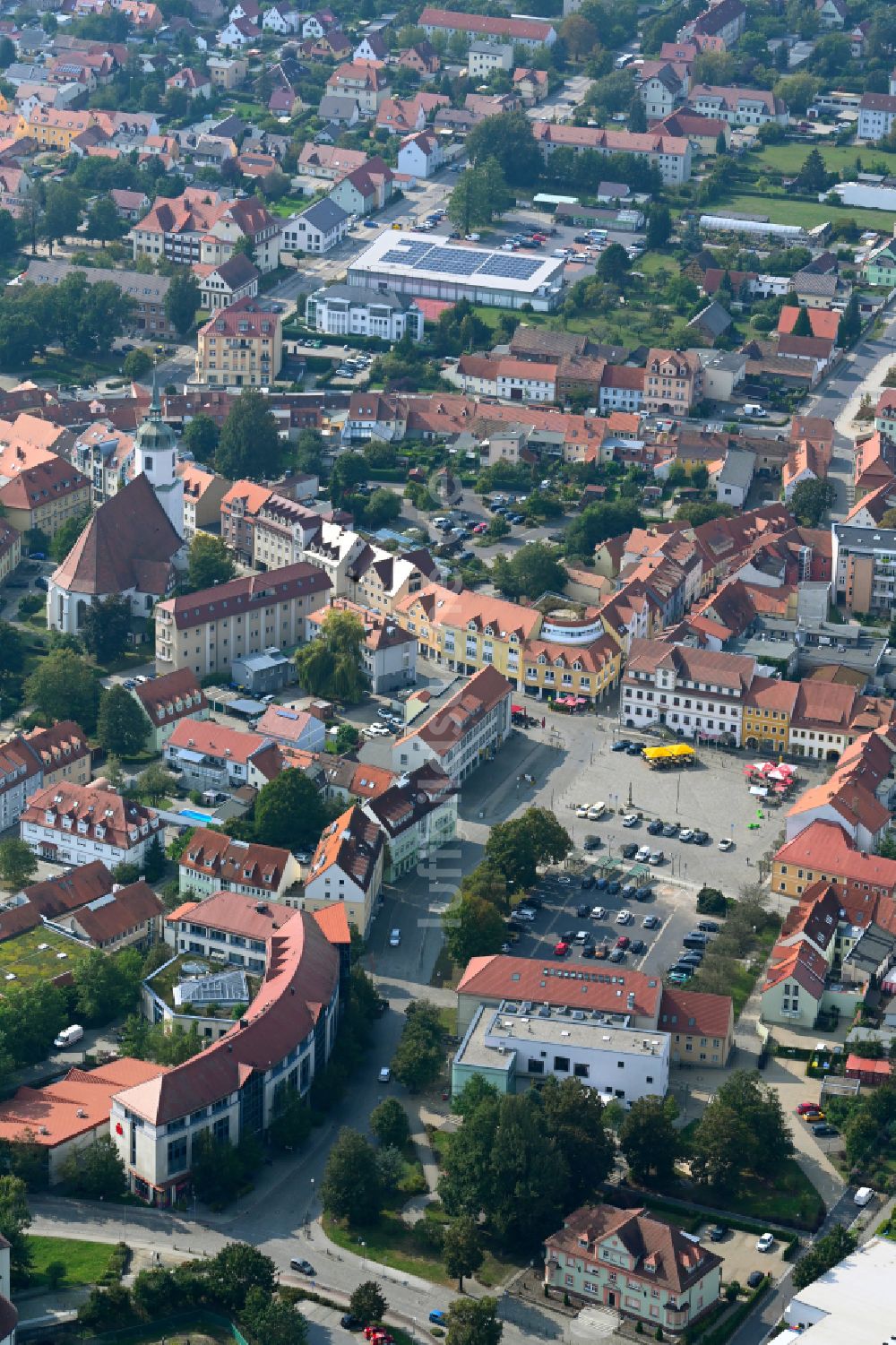 Luftbild Hoyerswerda - Altstadtbereich und Innenstadtzentrum in Hoyerswerda im Bundesland Sachsen, Deutschland