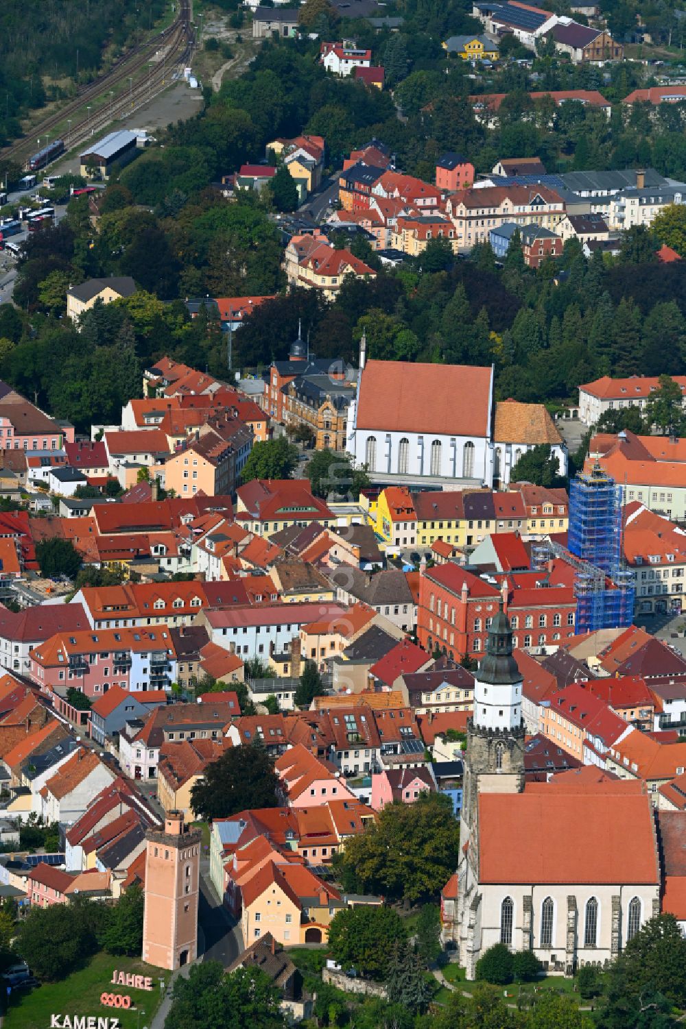 Luftbild Kamenz - Altstadtbereich und Innenstadtzentrum in Kamenz im Bundesland Sachsen, Deutschland