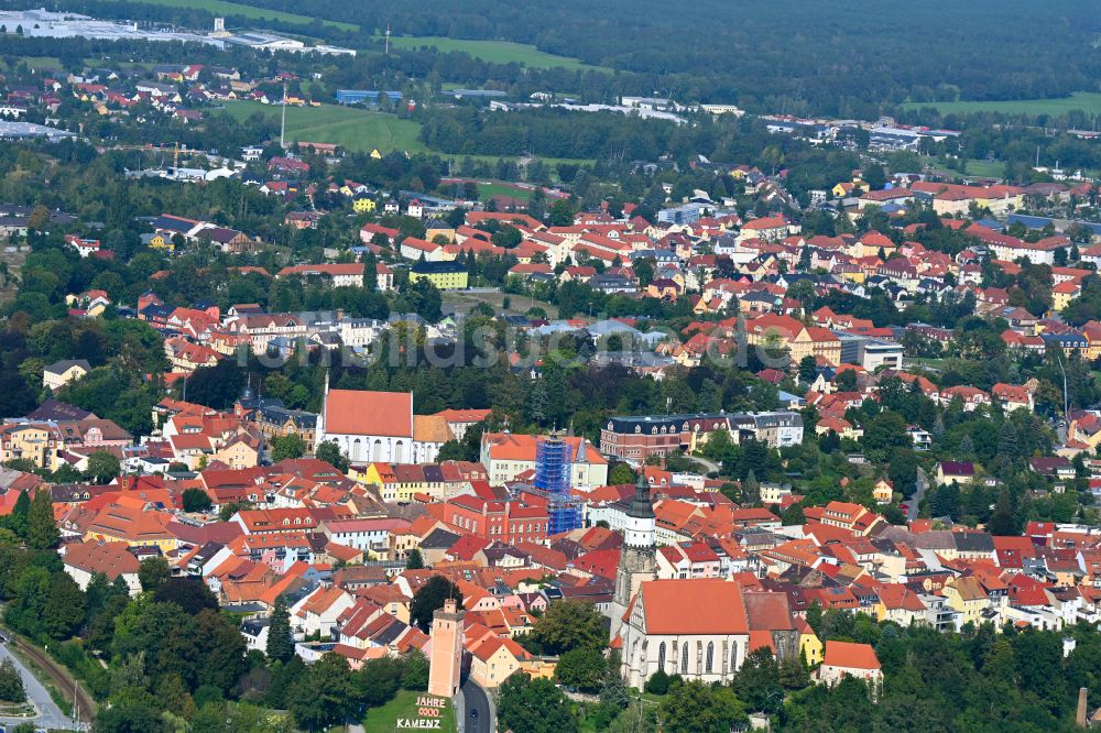 Luftaufnahme Kamenz - Altstadtbereich und Innenstadtzentrum in Kamenz im Bundesland Sachsen, Deutschland