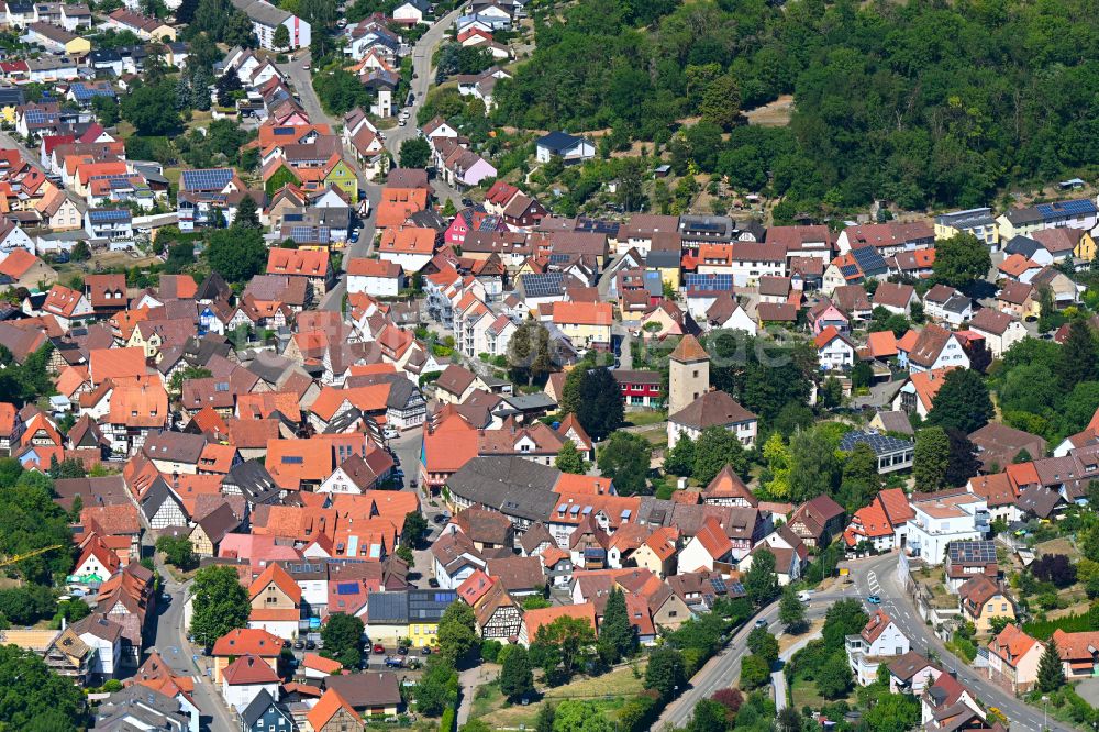 Luftaufnahme Königsbach-Stein - Altstadtbereich und Innenstadtzentrum in Königsbach-Stein im Bundesland Baden-Württemberg, Deutschland