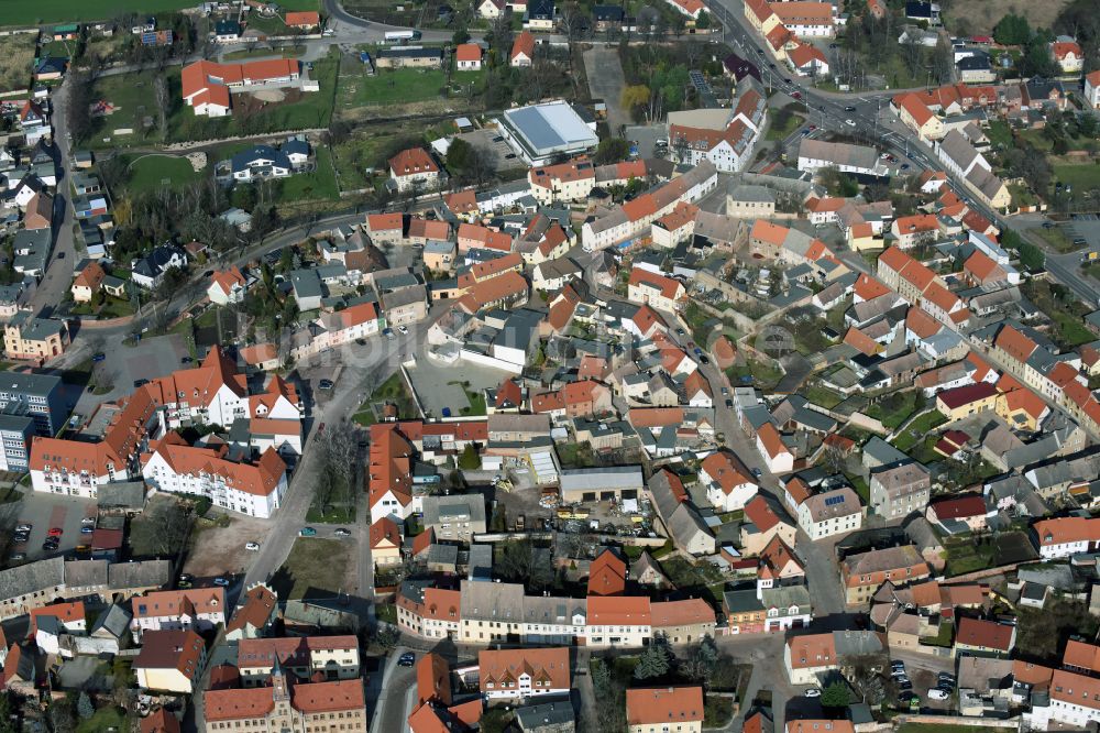 Könnern von oben - Altstadtbereich und Innenstadtzentrum in Könnern im Bundesland Sachsen-Anhalt, Deutschland