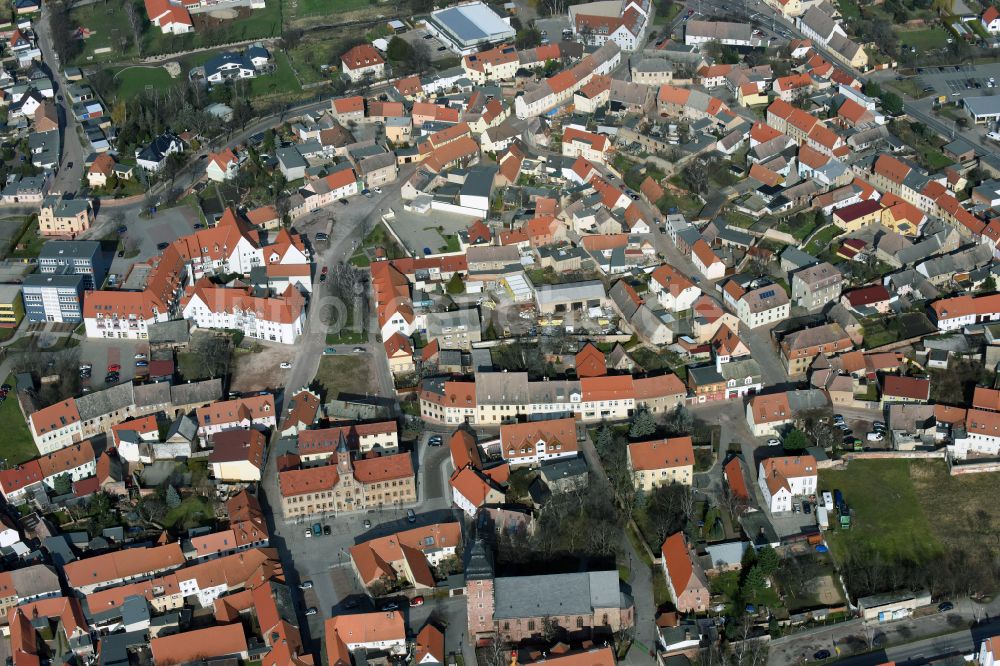 Könnern aus der Vogelperspektive: Altstadtbereich und Innenstadtzentrum in Könnern im Bundesland Sachsen-Anhalt, Deutschland