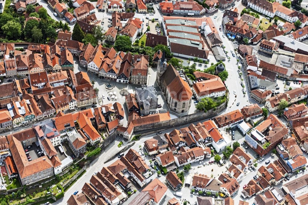 Kronach aus der Vogelperspektive: Altstadtbereich und Innenstadtzentrum in Kronach im Bundesland Bayern, Deutschland