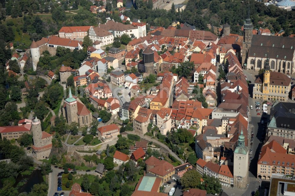 Löbau von oben - Altstadtbereich und Innenstadtzentrum in Löbau im Bundesland Sachsen, Deutschland