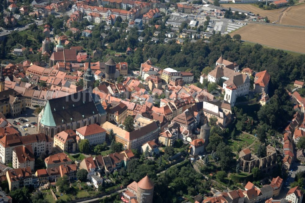 Löbau aus der Vogelperspektive: Altstadtbereich und Innenstadtzentrum in Löbau im Bundesland Sachsen, Deutschland