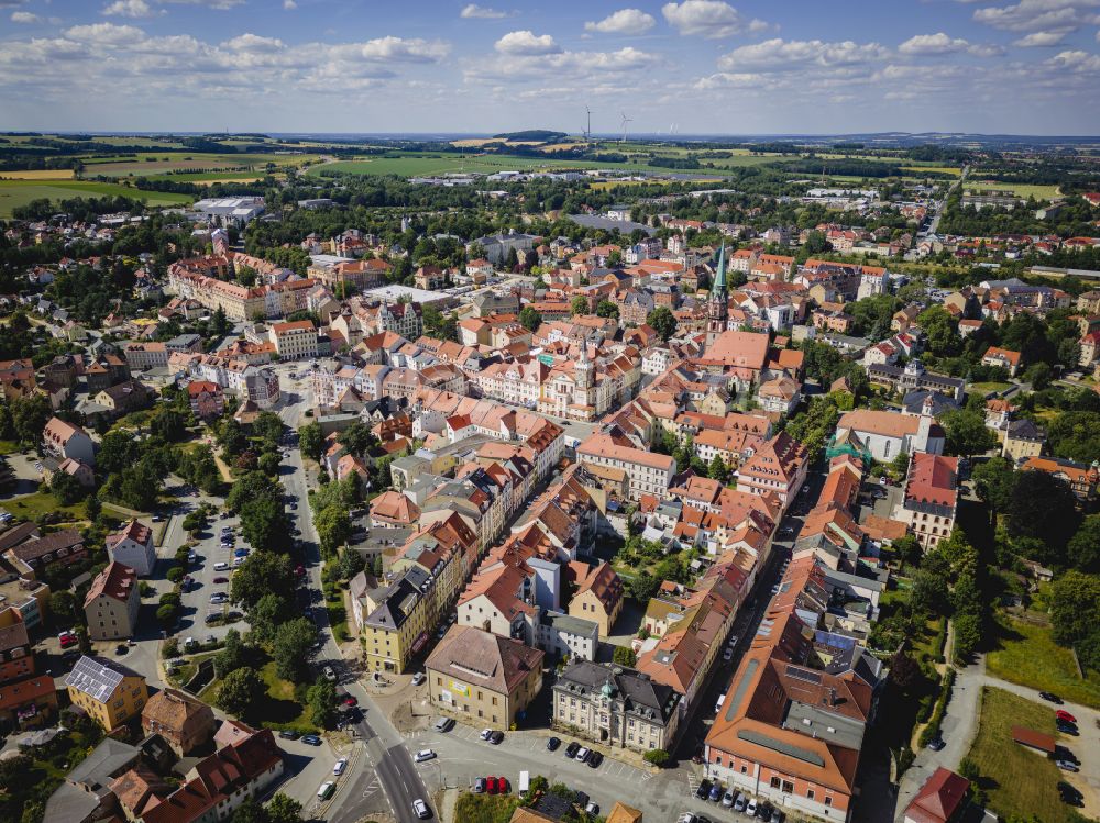 Luftaufnahme Löbau - Altstadtbereich und Innenstadtzentrum in Löbau im Bundesland Sachsen, Deutschland