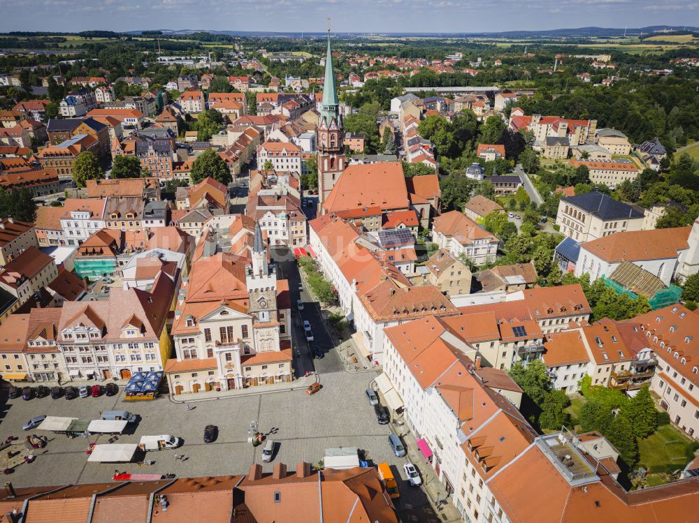 Luftaufnahme Löbau - Altstadtbereich und Innenstadtzentrum in Löbau im Bundesland Sachsen, Deutschland