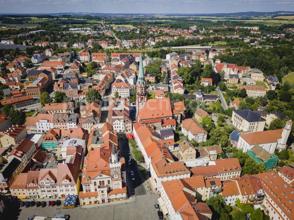 Löbau von oben - Altstadtbereich und Innenstadtzentrum in Löbau im Bundesland Sachsen, Deutschland