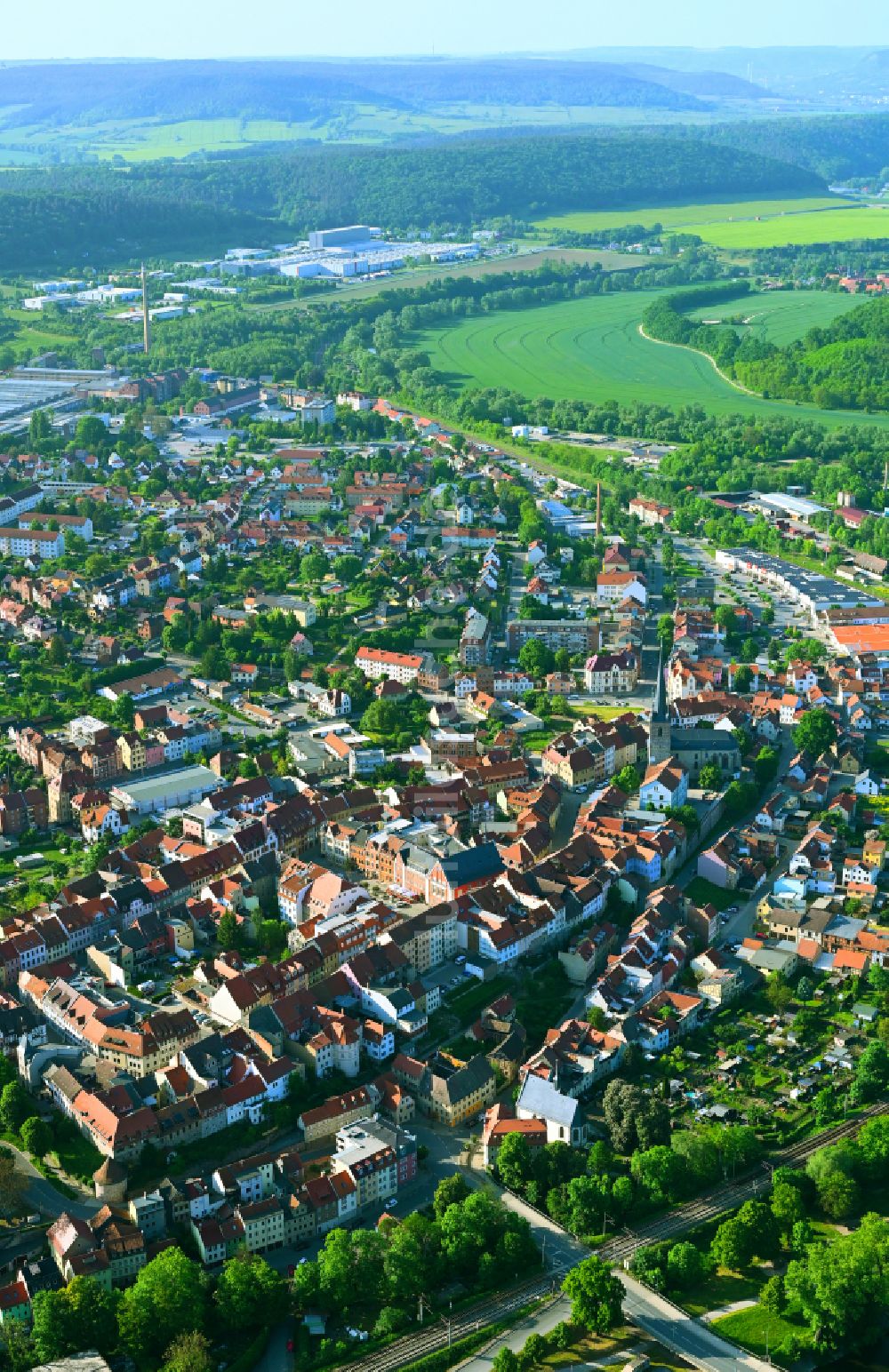 Löbschütz aus der Vogelperspektive: Altstadtbereich und Innenstadtzentrum in Löbschütz im Bundesland Thüringen, Deutschland