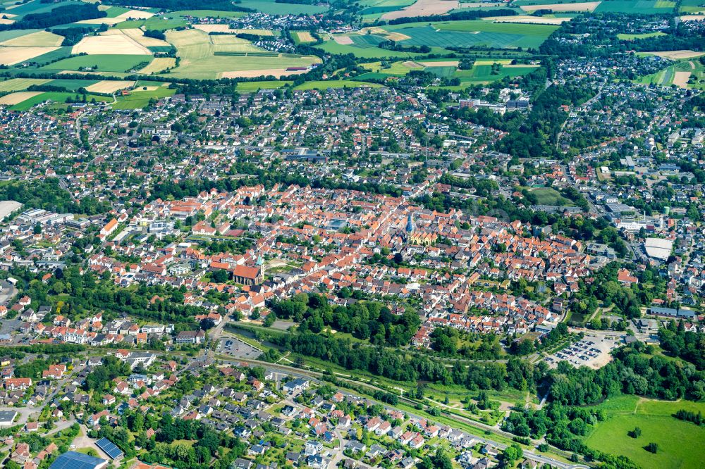 Luftaufnahme Lemgo - Altstadtbereich und Innenstadtzentrum in Lemgo im Bundesland Nordrhein-Westfalen, Deutschland