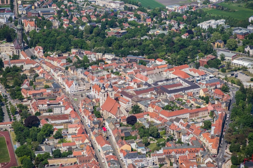 Luftbild Lutherstadt Wittenberg - Altstadtbereich und Innenstadtzentrum in der Lutherstadt Wittenberg im Bundesland Sachsen-Anhalt mit dem Arsenal-Einkaufszentrum