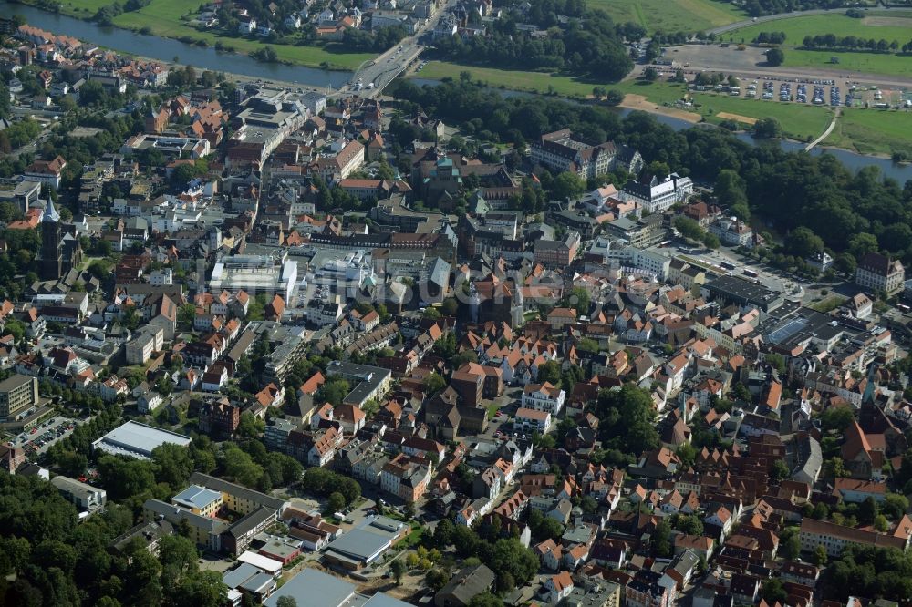 Minden aus der Vogelperspektive: Altstadtbereich und Innenstadtzentrum von Minden im Bundesland Nordrhein-Westfalen