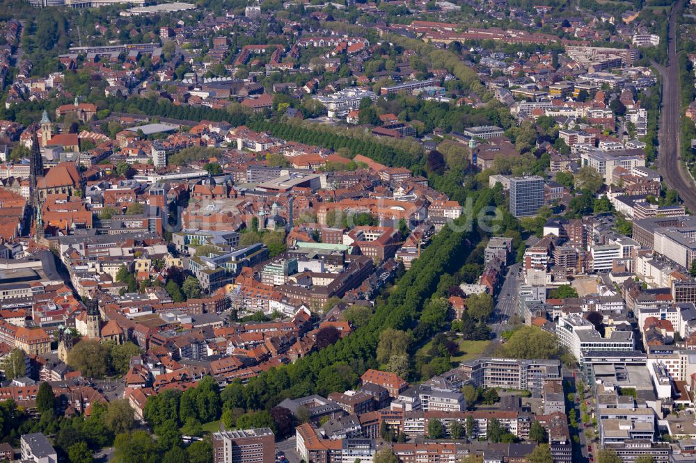 Luftaufnahme Münster - Altstadtbereich und Innenstadtzentrum in Münster im Bundesland Nordrhein-Westfalen, Deutschland