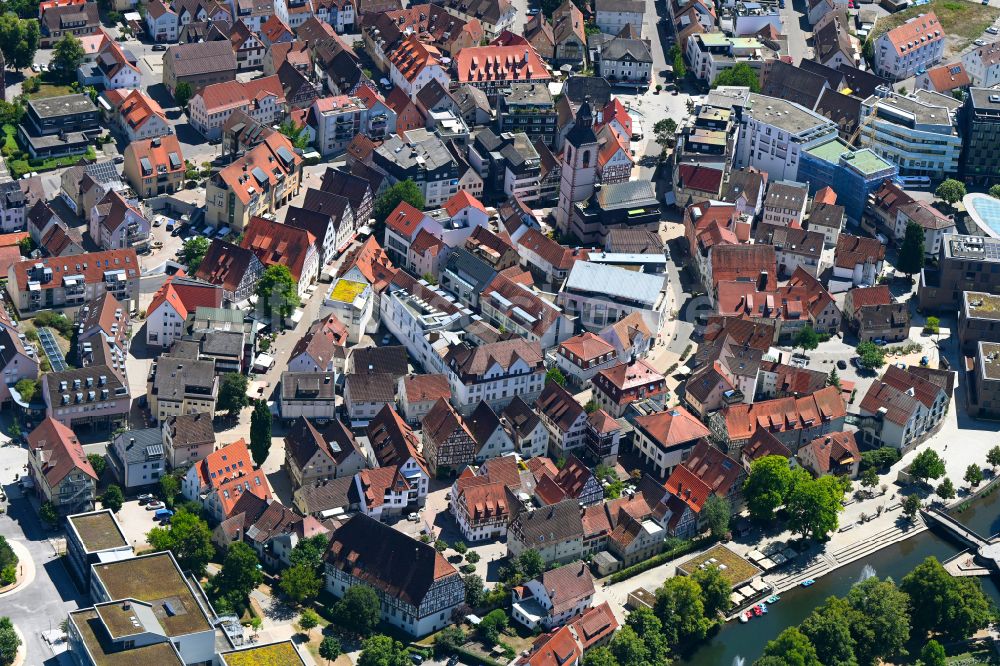 Nagold aus der Vogelperspektive: Altstadtbereich und Innenstadtzentrum in Nagold im Bundesland Baden-Württemberg, Deutschland