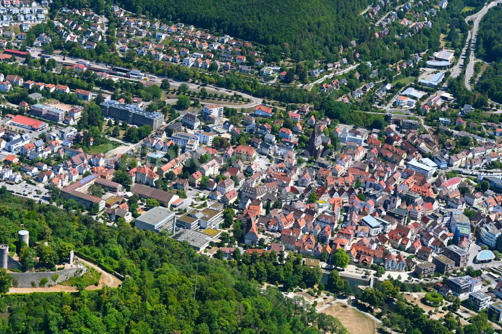 Luftaufnahme Nagold - Altstadtbereich und Innenstadtzentrum in Nagold im Bundesland Baden-Württemberg, Deutschland