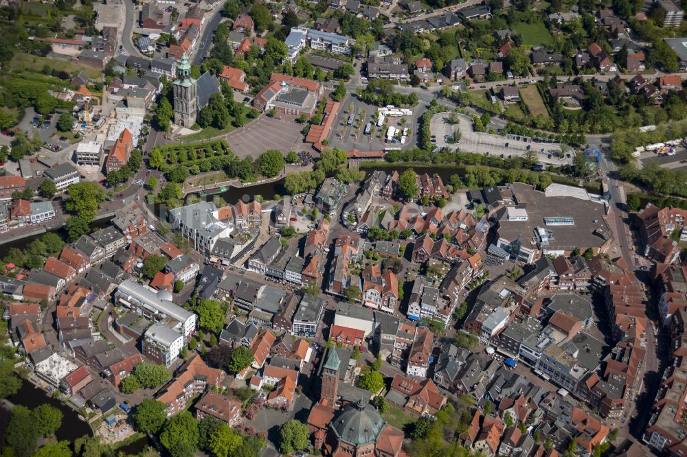 Nordhorn von oben - Altstadtbereich und Innenstadtzentrum in Nordhorn im Bundesland Niedersachsen, Deutschland