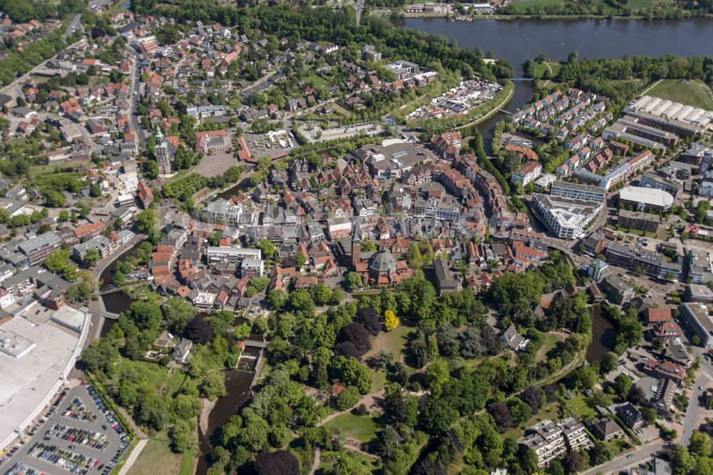 Luftaufnahme Nordhorn - Altstadtbereich und Innenstadtzentrum in Nordhorn im Bundesland Niedersachsen, Deutschland